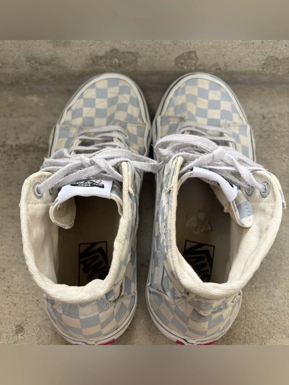 Vans Checkerboard Sk8-hi Tapered High Top Sneakers Zen Blue & True White - Picture 3 of 9